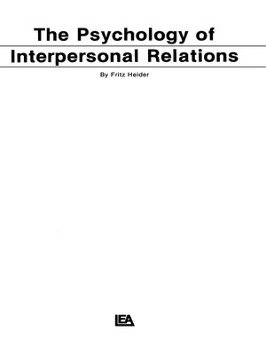 cover image of The Psychology of Interpersonal Relations